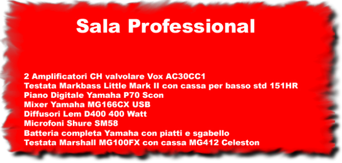 informazioni tecniche sala professional la nota blu